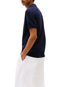 Camisa de malha azul marinho Tommy Hilfiger para homem.