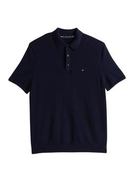 Camisa de malha azul marinho Tommy Hilfiger para homem.
