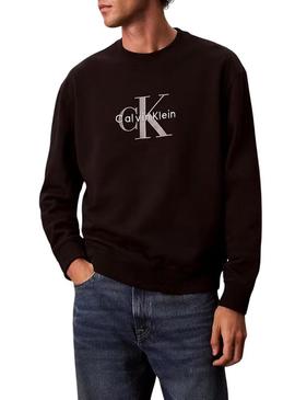 Moletom Calvin Klein Jeans Monologo preto para homem