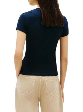Camiseta Tommy Jeans Slim Logo azul para mulher