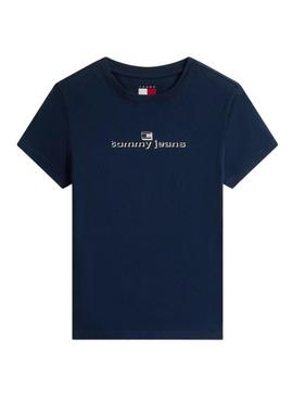 Camiseta Tommy Jeans Slim Logo azul para mulher