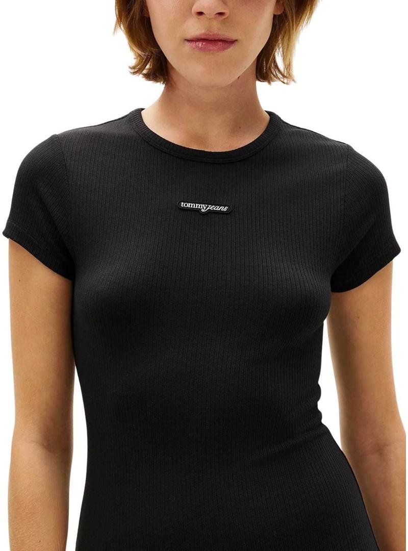 Vestido Tommy Jeans Script preto para mulher