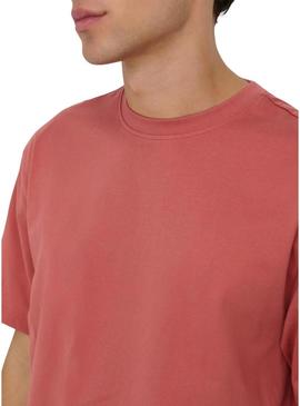 Camisa Only and Sons Fred coral para homem