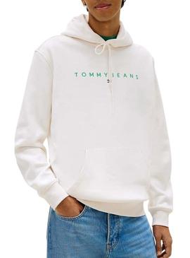 Moletom Tommy Jeans Linear Logo branco para homem