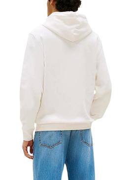 Moletom Tommy Jeans Linear Logo branco para homem