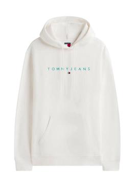 Moletom Tommy Jeans Linear Logo branco para homem