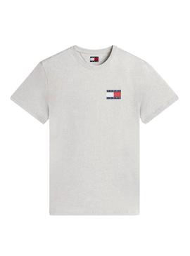 Camisa Tommy Jeans Essential Flag cinza para homem.