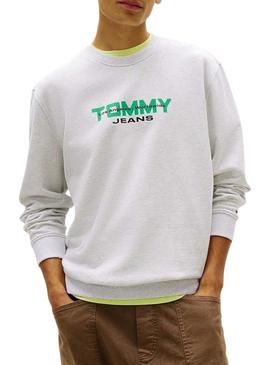 Moletom Tommy Jeans 90S Block cinza para homem.