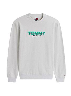 Moletom Tommy Jeans 90S Block cinza para homem.