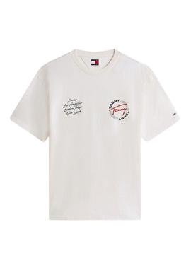 Camiseta Tommy Jeans Circle branca para homem