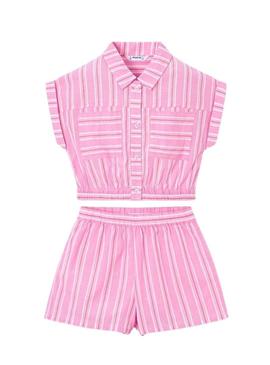 Conjunto Mayoral rosa listrado para menina