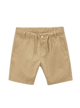 Bermuda Mayoral em linho relaxed fit cor de camelo para menino