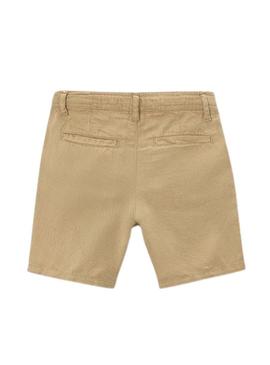 Bermuda Mayoral em linho relaxed fit cor de camelo para menino