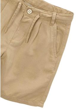 Bermuda Mayoral em linho relaxed fit cor de camelo para menino