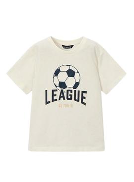 Camiseta Mayoral League branca para menino.