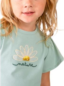 Camiseta Mayoral Nature azul turquesa para meninas.