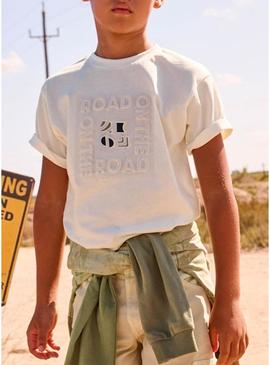 Camiseta Mayoral On The Road branca para menino.