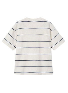 Camisola listrada branca e azul da Mayoral para menino.