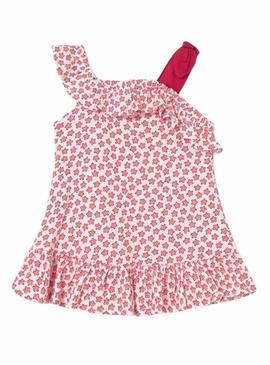 Vestido Mayoral de tricô em bambula vermelha para bebê.