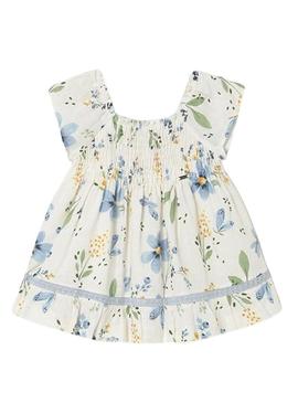 Vestido Mayoral flores azul para bebê