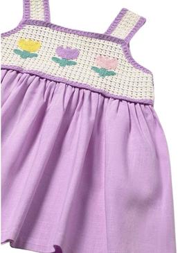 Vestido Mayoral Crochet lilás para bebê.