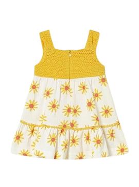 Vestido Mayoral guipir amarelo para menina