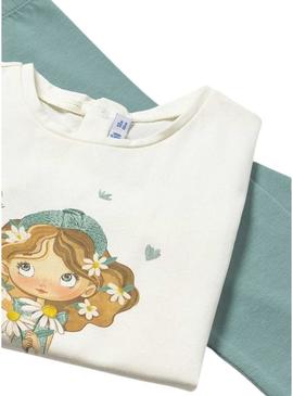 Conjunto Mayoral três peças azul para bebê.