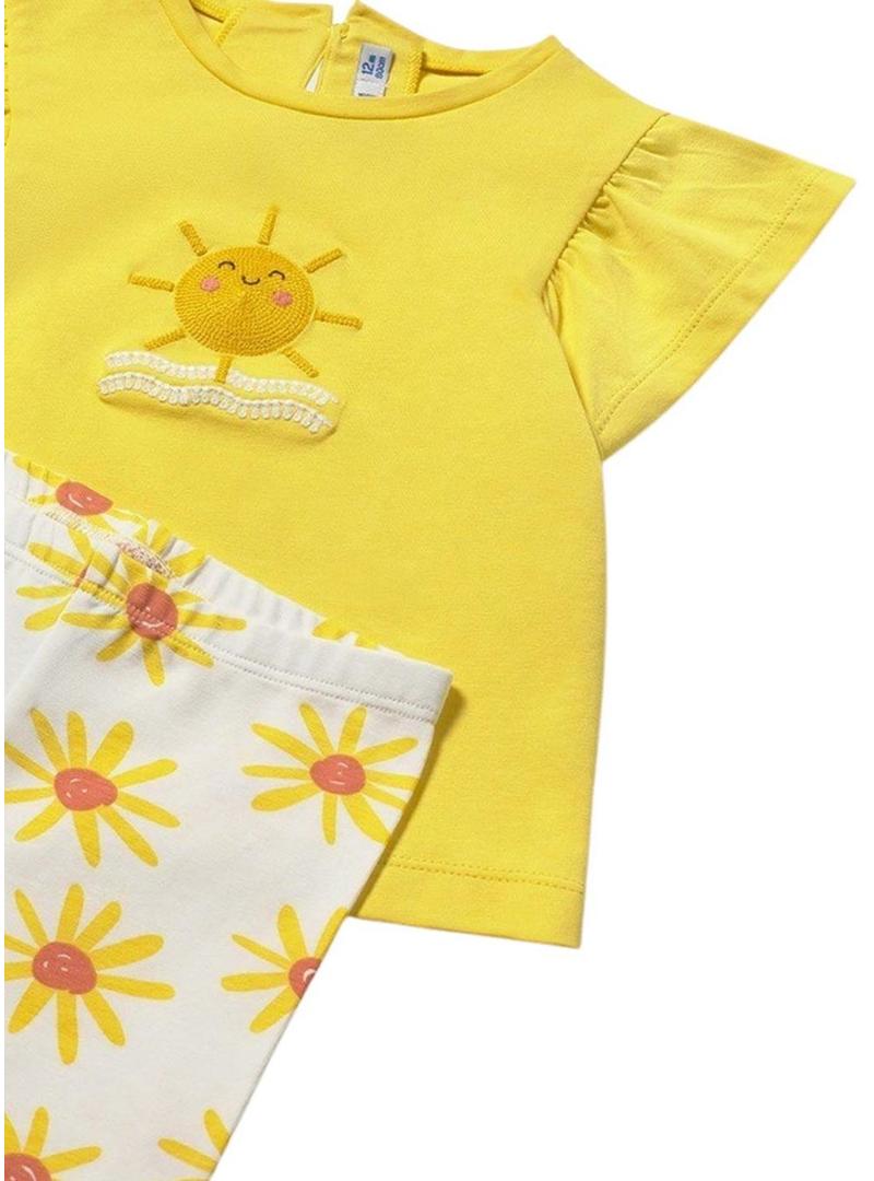 Conjunto Mayoral Sol amarelo para bebê.