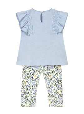 Conjunto Mayoral azul flores para bebê