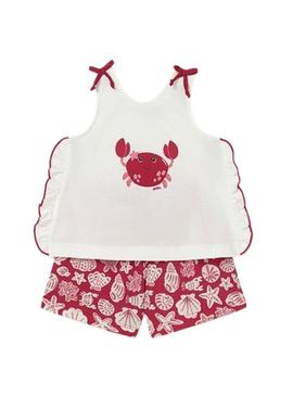 Conjunto Mayoral de caranguejo vermelho e branco para bebê
