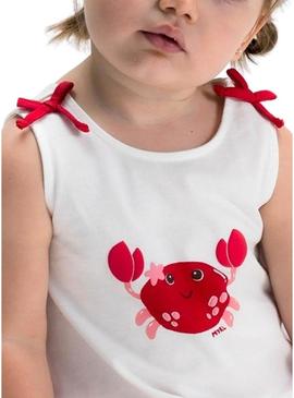 Conjunto Mayoral de caranguejo vermelho e branco para bebê