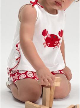 Conjunto Mayoral de caranguejo vermelho e branco para bebê