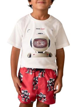 Camiseta Mayoral Robot bege para menino.