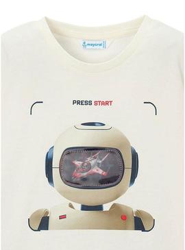 Camiseta Mayoral Robot bege para menino.