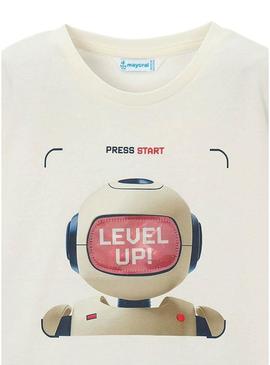 Camiseta Mayoral Robot bege para menino.