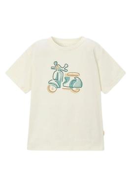 Camiseta Mayoral Vespa branca para menino.
