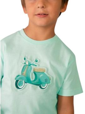 Camiseta Mayoral Vespa turquesa para menino
