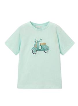 Camiseta Mayoral Vespa turquesa para menino