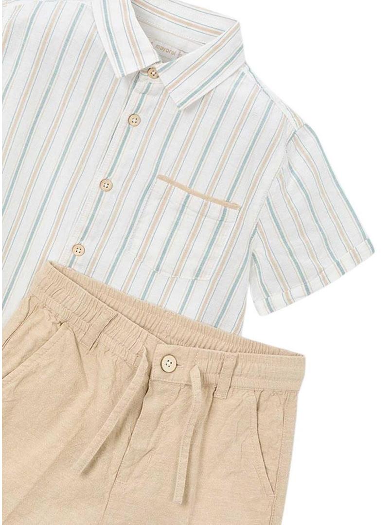 Conjunto bermuda de linho Mocca.