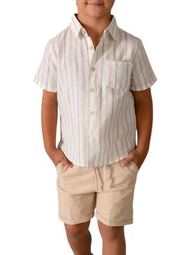 Conjunto bermuda de linho Mocca.