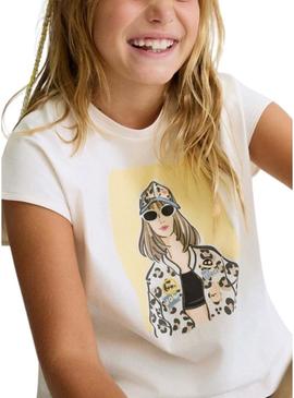 Camiseta Mayoral Girl branco sujo para menina