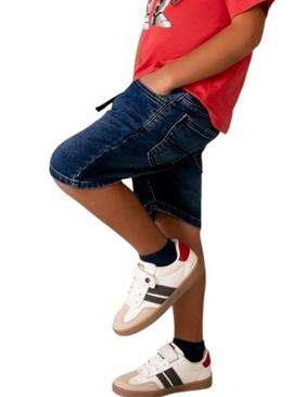 Calça de ganga Bermuda Mayoral jogger azul escuro para menino.