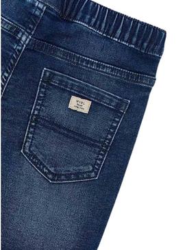 Calça de ganga Bermuda Mayoral jogger azul escuro para menino.