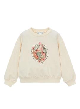 Moletom Mayoral Planet bege para menina.