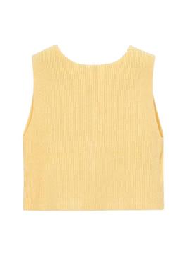 Colete Mayoral tricot amarelo para menina.