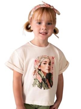 Camiseta e faixa Mayoral branca para menina