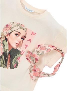 Camiseta e faixa Mayoral branca para menina