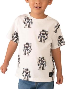 Camiseta Mayoral Robots branco para menino.