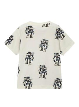 Camiseta Mayoral Robots branco para menino.