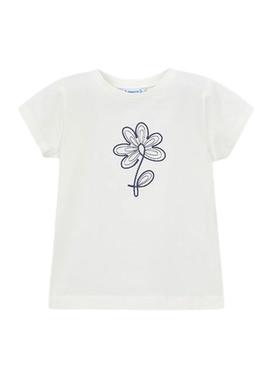 Camiseta Mayoral flor branca para menina